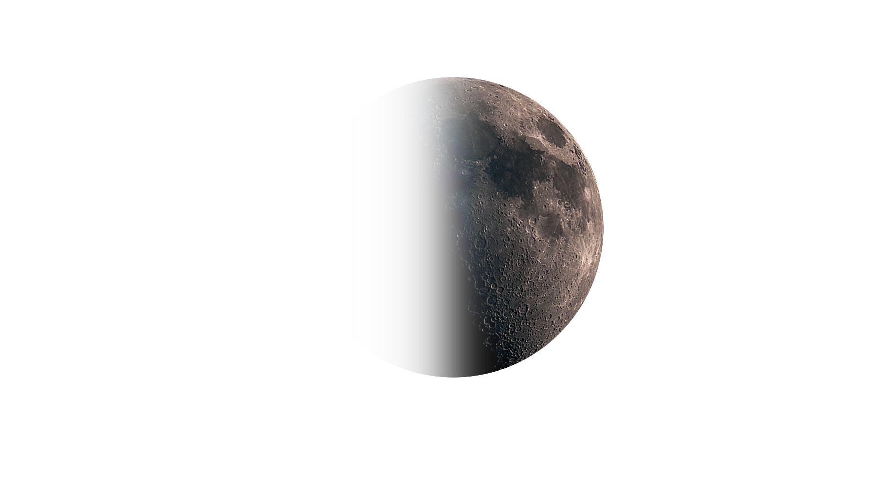 Half-lit moon with visible craters.